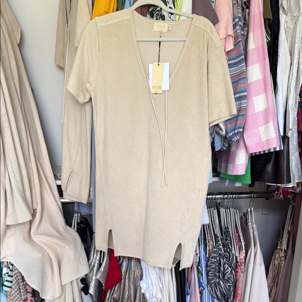 Nation LTD Cream Ribbed Cut Out Tunic